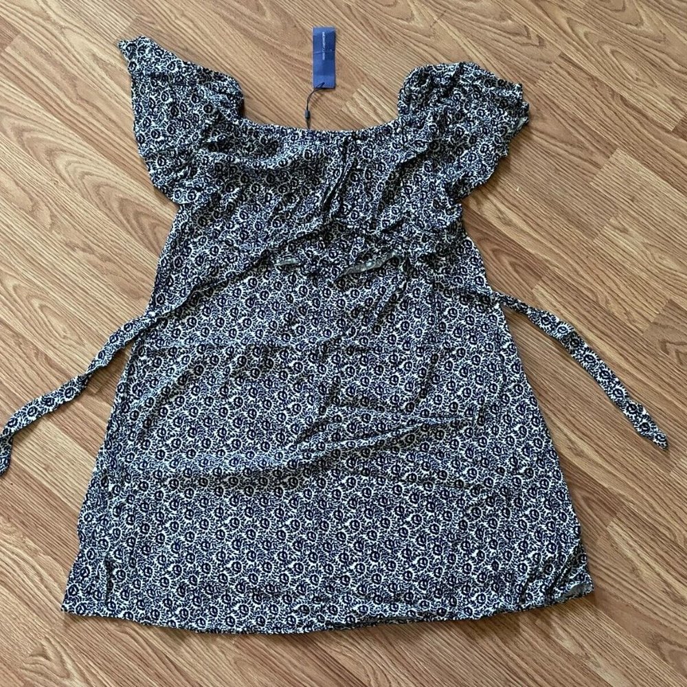 Rebecca Minkoff Women Dress Navy/White Floral Off The Shoulder Size 00 $185 - Picture 3 of 12